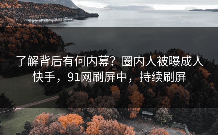了解背后有何内幕？圈内人被曝成人快手，91网刷屏中，持续刷屏