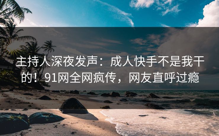 主持人深夜发声：成人快手不是我干的！91网全网疯传，网友直呼过瘾
